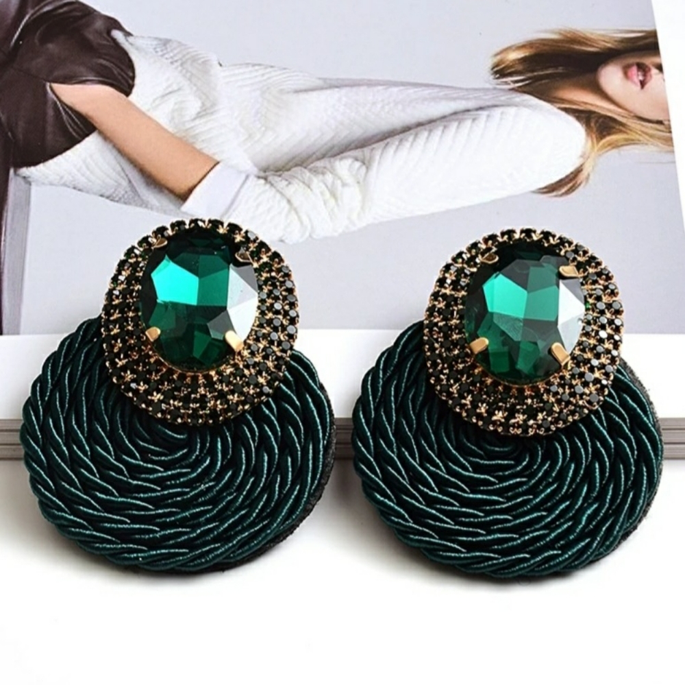 Green crystal earrings